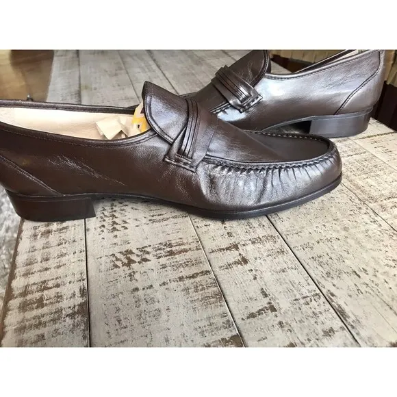 NEW NUNN BUSH Men Brown Leather Loafers Slip On Dress Shoes US 13 M Made Italy