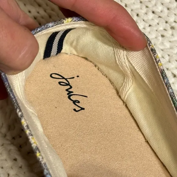 New NWT Joules shelbury 7 slip on shoe 38 espadrille floral print blue tan white