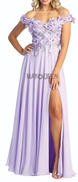 New off shoulder floral design beaded lace up open back