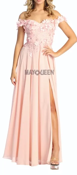 New off shoulder floral design beaded lace up open back