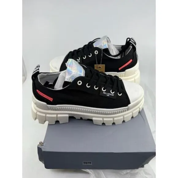 NEW Palladium Revolt Lo Tx Platform Boots 97243-016-M Black White Womens Size 7