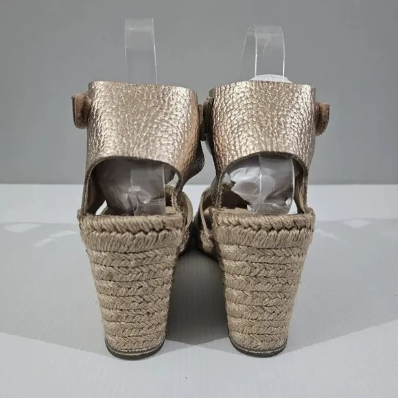 NEW Pedro Garcia Olany Wedge Sandal Espadrille Rose Gold Leather EU 39.5