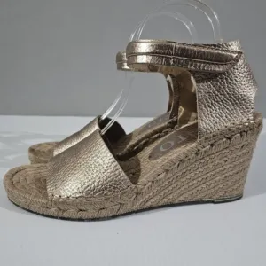 NEW Pedro Garcia Olany Wedge Sandal Espadrille Rose Gold Leather EU 39.5