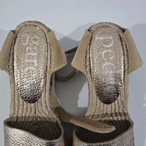 NEW Pedro Garcia Olany Wedge Sandal Espadrille Rose Gold Leather EU 39.5