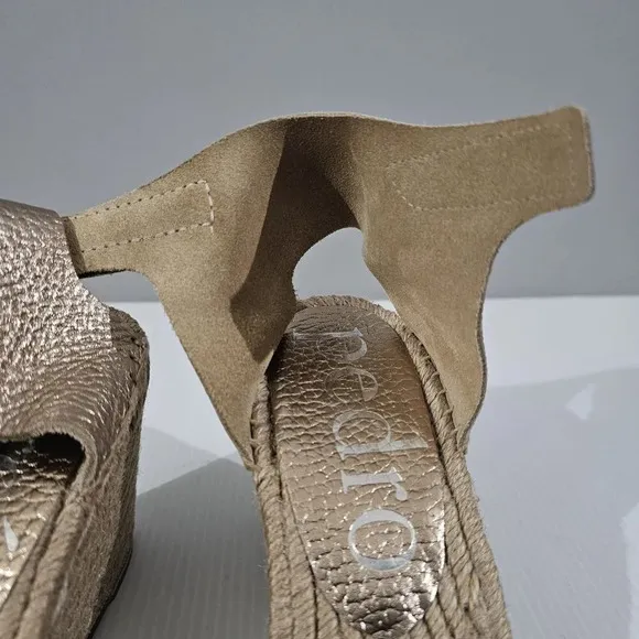 NEW Pedro Garcia Olany Wedge Sandal Espadrille Rose Gold Leather EU 39.5
