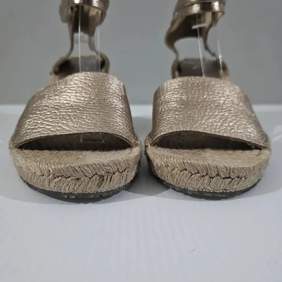 NEW Pedro Garcia Olany Wedge Sandal Espadrille Rose Gold Leather EU 39.5