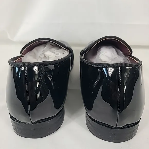 NEW Perry Ellis Men's Evening Patent Slip On Black Dress Shoes Size 8 MSRP $128