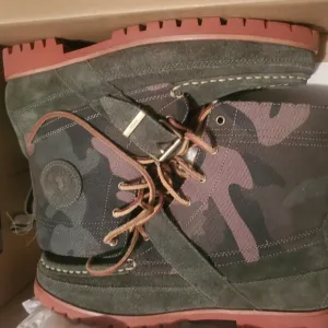 New Polo by Ralph Lauren Green and Brown Camouflage Boots