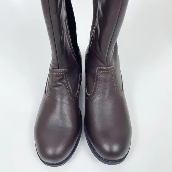 NEW Propet Charlotte Leather Riding Boots Equestrian Stretch Brown 7