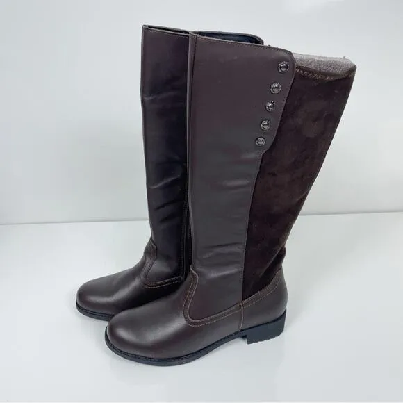 NEW Propet Charlotte Leather Riding Boots Equestrian Stretch Brown 7