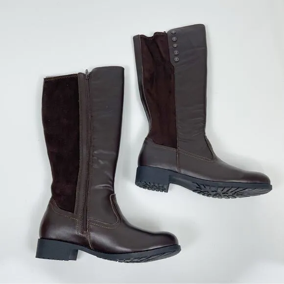 NEW Propet Charlotte Leather Riding Boots Equestrian Stretch Brown 7