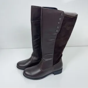 NEW Propet Charlotte Leather Riding Boots Equestrian Stretch Brown 7