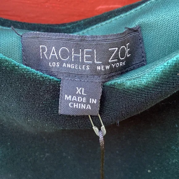 New! Rachel Zoe Green Velvet Cascade Ruffle Hem Cocktail Dress Women's Size XL