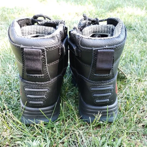 NEW! Rock Rooster - Black 7-inch Zip-Sided Steel Toe Leather Work Boots - Size 5