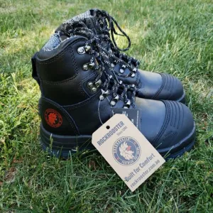 NEW! Rock Rooster - Black 7-inch Zip-Sided Steel Toe Leather Work Boots - Size 5