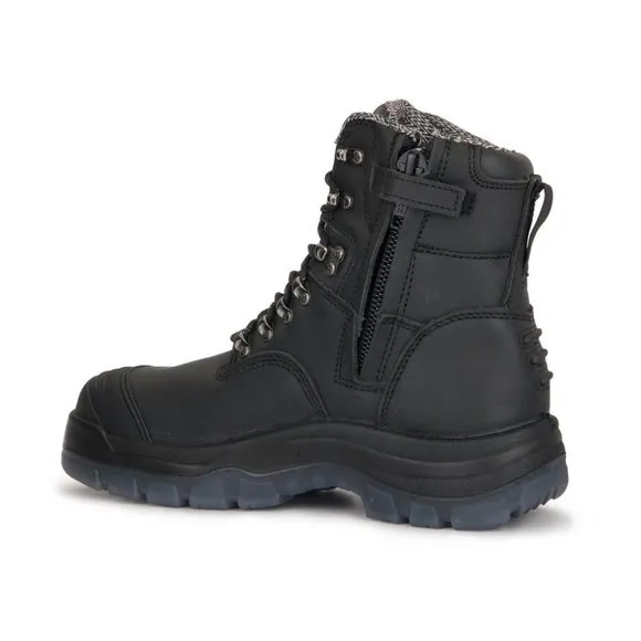NEW! Rock Rooster - Black 7-inch Zip-Sided Steel Toe Leather Work Boots - Size 5