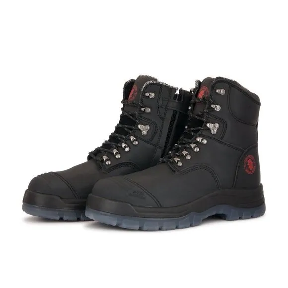 NEW! Rock Rooster - Black 7-inch Zip-Sided Steel Toe Leather Work Boots - Size 5