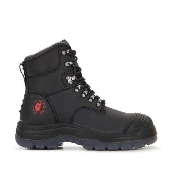 NEW! Rock Rooster - Black 7-inch Zip-Sided Steel Toe Leather Work Boots - Size 5