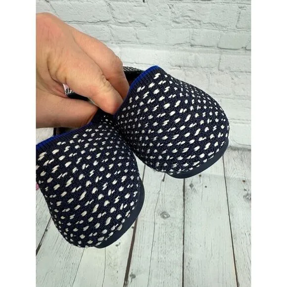 NEW! ROTHY'S blue white polka dot flat ballerina shoes 10.5