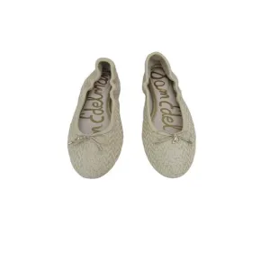 New, Sam Edelman Felicia Cream Flat Ballet Shoes Sand/Summer woven fabric, Sz 8M