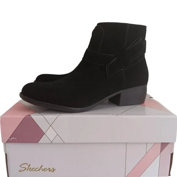 NEW Skechers Women's Texas-Westernville Boot Black Suede Leather Zip Up Size 10