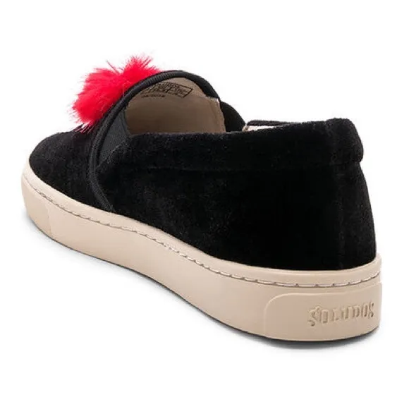 NEW! SOLUDOS Size 5 BLACK Velvet Show Pony Sneakers Shoes