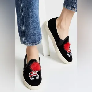 NEW! SOLUDOS Size 5 BLACK Velvet Show Pony Sneakers Shoes