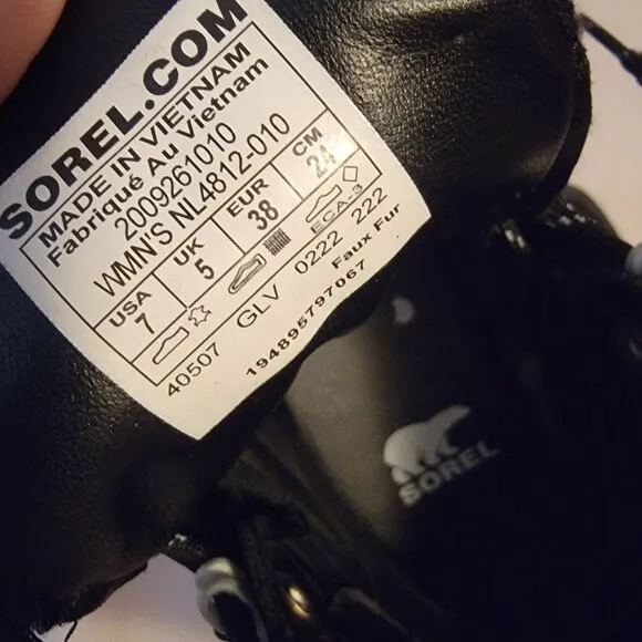 New Sorel Brex Cozy Boots Womens 7 Lace Up Shearling Faux Fur Black Waterproof