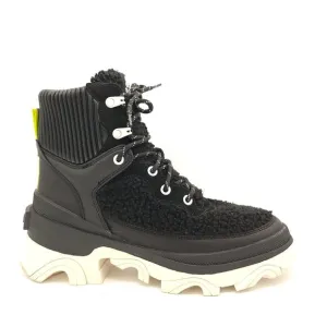 New Sorel Brex Cozy Boots Womens 7 Lace Up Shearling Faux Fur Black Waterproof
