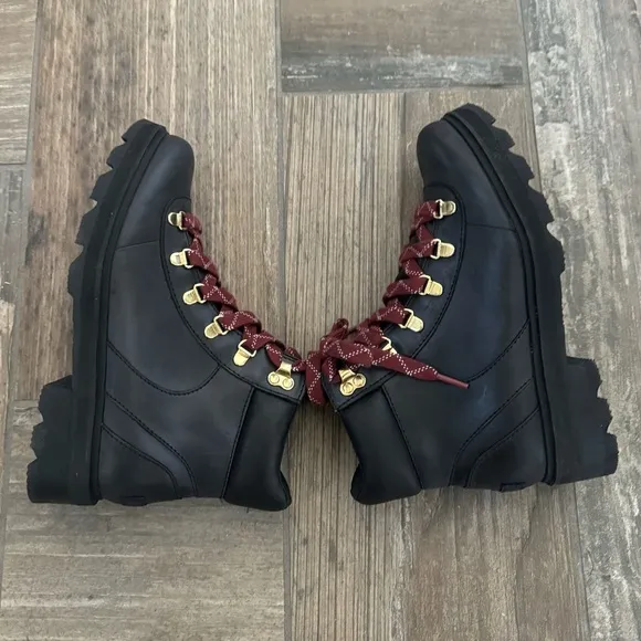 New Sorel Lennox Hiker Boots Women’s Waterproof Black Leather size 8