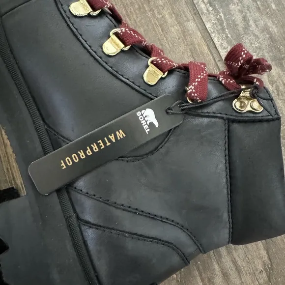 New Sorel Lennox Hiker Boots Women’s Waterproof Black Leather size 8