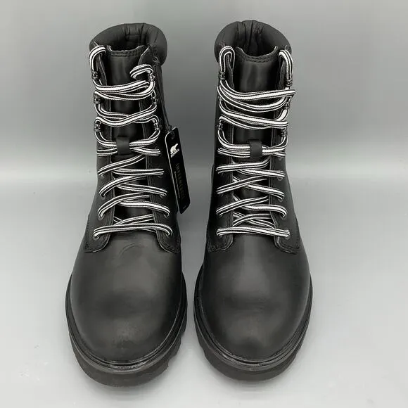 NEW Sorel Women’s Lennox Leather Lace up Boots Black Size 7.5