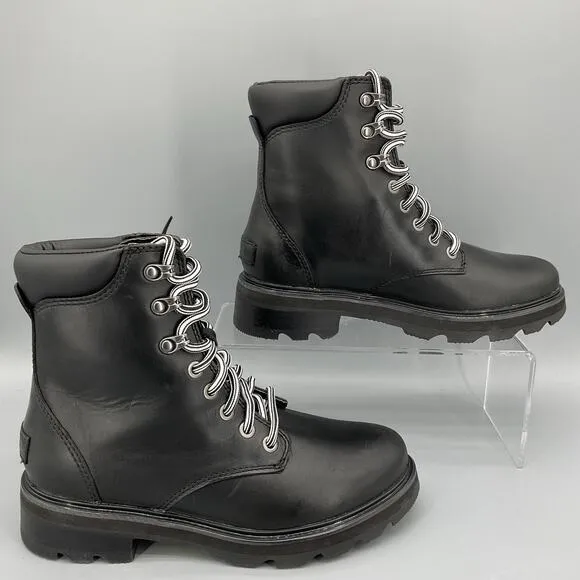 NEW Sorel Women’s Lennox Leather Lace up Boots Black Size 7.5