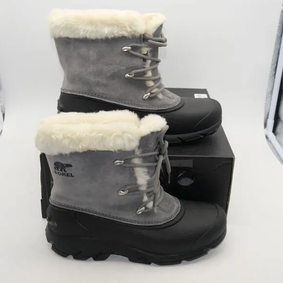 NEW SOREL Women's Snow Angel Quarry Gray Black Insulated WP Snow Boots Size 7