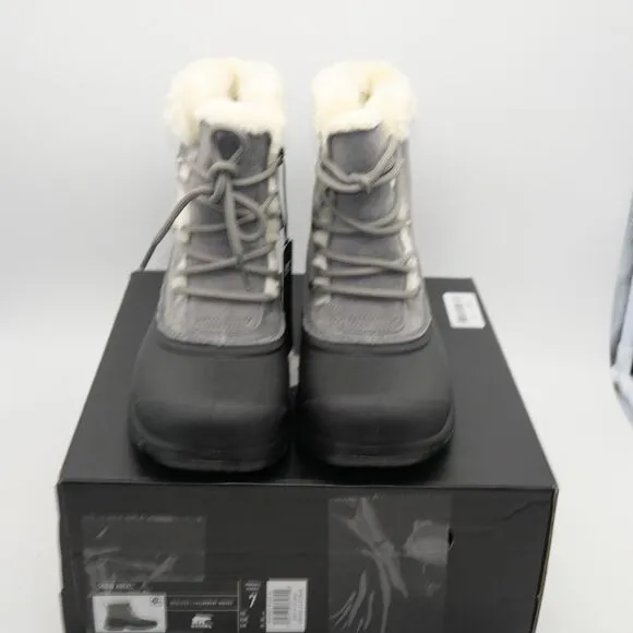 NEW SOREL Women's Snow Angel Quarry Gray Black Insulated WP Snow Boots Size 7
