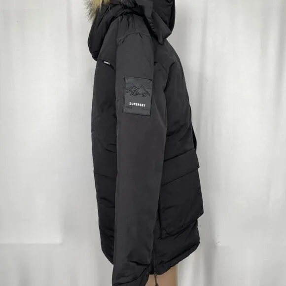 NEW SUPERDRY XPD Everest Parka Black Size S Hooded Insulated Full Zip Coat