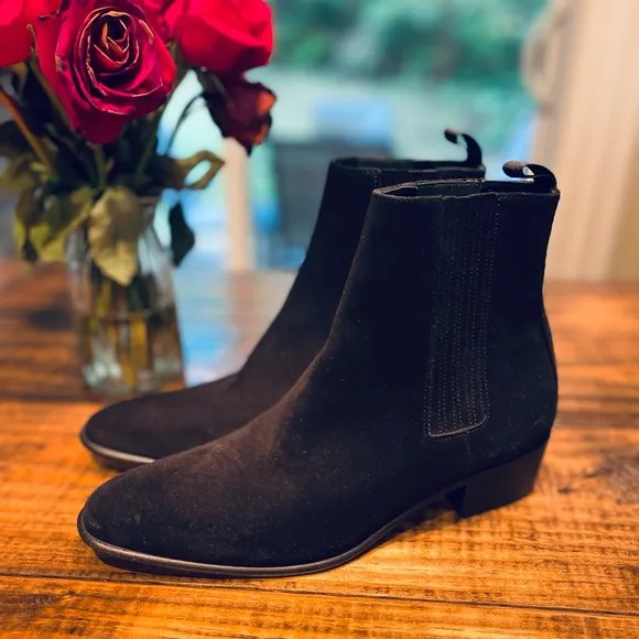 New! The Kooples Black Suede Leather Chelsea Style Ankle Boots