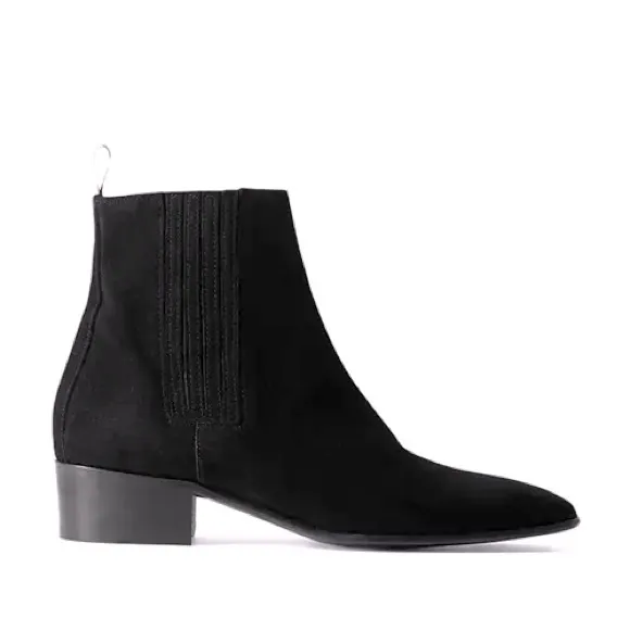 New! The Kooples Black Suede Leather Chelsea Style Ankle Boots