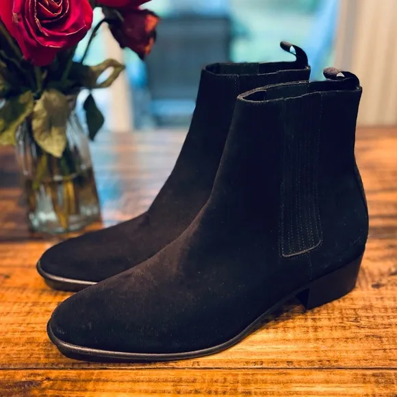 New! The Kooples Black Suede Leather Chelsea Style Ankle Boots