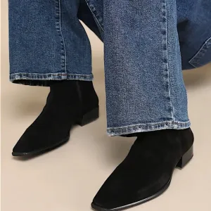 New! The Kooples Black Suede Leather Chelsea Style Ankle Boots