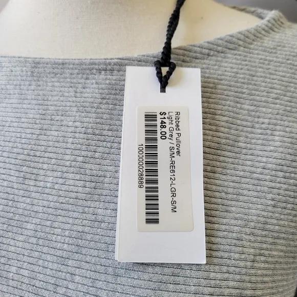 NEW The Reset Ribbed Linen Blend Pullover Sweater Light Gray S/M