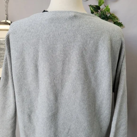 NEW The Reset Ribbed Linen Blend Pullover Sweater Light Gray S/M