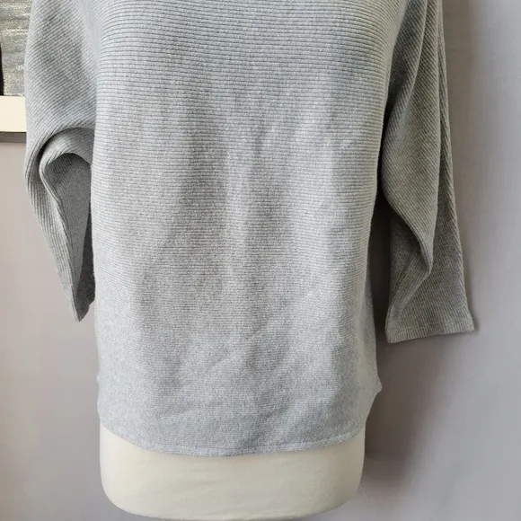 NEW The Reset Ribbed Linen Blend Pullover Sweater Light Gray S/M