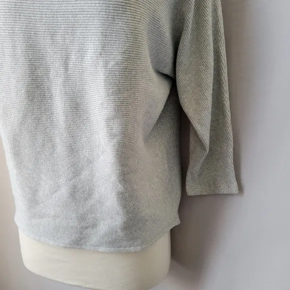 NEW The Reset Ribbed Linen Blend Pullover Sweater Light Gray S/M