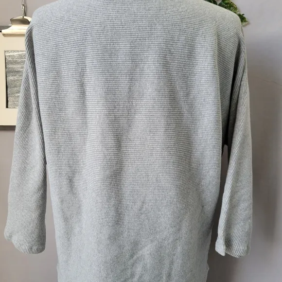 NEW The Reset Ribbed Linen Blend Pullover Sweater Light Gray S/M