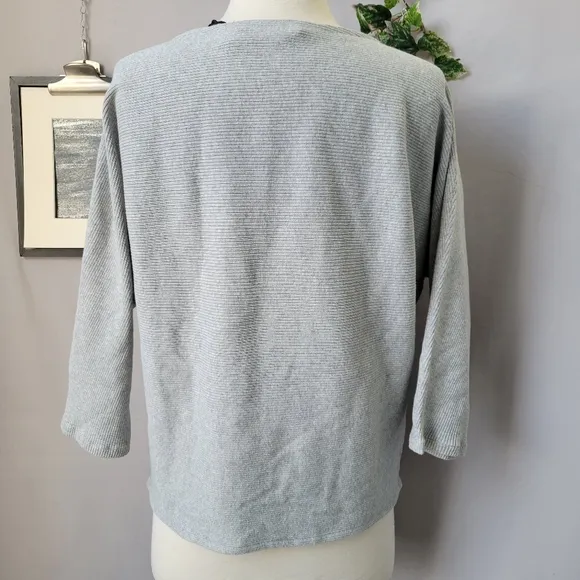 NEW The Reset Ribbed Linen Blend Pullover Sweater Light Gray S/M