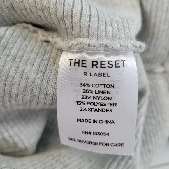 NEW The Reset Ribbed Linen Blend Pullover Sweater Light Gray S/M