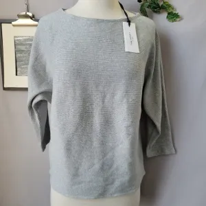 NEW The Reset Ribbed Linen Blend Pullover Sweater Light Gray S/M