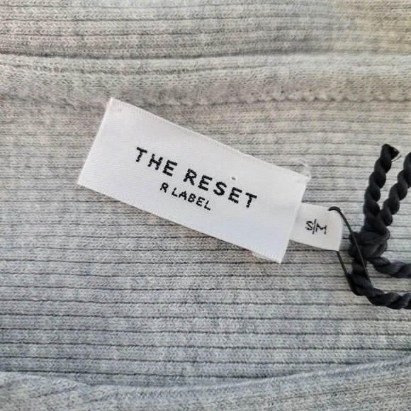 NEW The Reset Ribbed Linen Blend Pullover Sweater Light Gray S/M