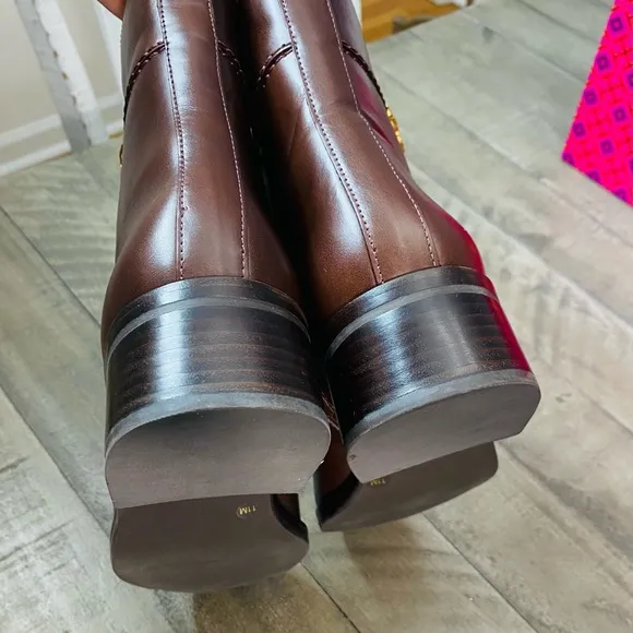New Tory Burch Women's Brown Everly Leather Ankle Booties Size 11 M